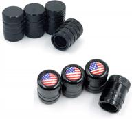 ckauto - set of 4 anodized aluminum tire valve caps and 4 american flag valve stem caps for improved auto style and functionality logo