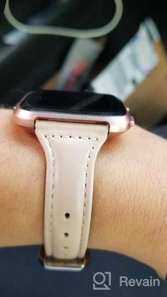 img 1 attached to Bayite Slim Genuine Leather Band Compatible With Fitbit Versa 2/Lite/Versa - Replacement Strap Accessory For Women review by Stephen Johnson