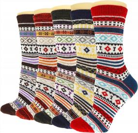 img 4 attached to 5Pairs Men'S Wool Socks: Thick Thermal Hiking Winter Warm Boot Heavy Soft Cozy For Cold Weather