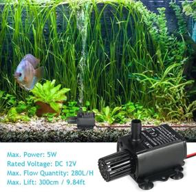 img 2 attached to High Efficiency Mini 12V Submersible Water Pump for Aquariums - Quiet and Powerful, 280L/H, 300cm Lift