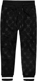 img 4 attached to Black Bianco Sweatpants Trousers Presented Boys' Clothing ~ Pants