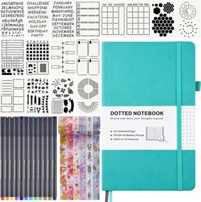 img 4 attached to Bullet Dotted Journal Set - Hardcover Dot Grid Notebook For Aesthetic Journaling W/ 120GSM Pages, Index, Pens, Stencils & Washi Tapes