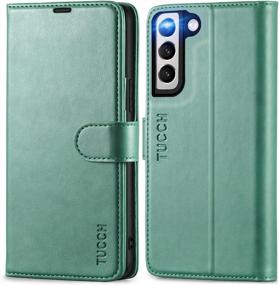 img 4 attached to TUCCH Wallet Case For Galaxy S22 5G, Magnetic Kickstand RFID Blocking Card Slot Folio PU Leather Protect Flip Cover With TPU Shockproof Interior Case Compatible With Galaxy S22 6.1-Inch, Myrtle Green