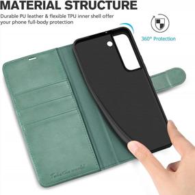 img 1 attached to TUCCH Wallet Case For Galaxy S22 5G, Magnetic Kickstand RFID Blocking Card Slot Folio PU Leather Protect Flip Cover With TPU Shockproof Interior Case Compatible With Galaxy S22 6.1-Inch, Myrtle Green