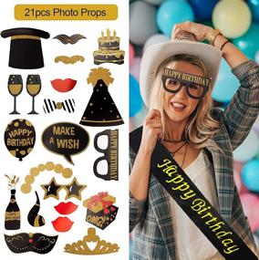 img 2 attached to Make His 21St Birthday Incredible With 95Pcs Black And Gold Party Decorations Including Banner, Balloons, Photo Props, And More!