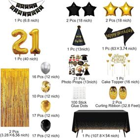 img 3 attached to Сделайте его 21-й день рождения невероятным с помощью 95 шт. черно-золотых украшений для вечеринок, включая баннеры, воздушные шары, фотореквизит и многое другое!