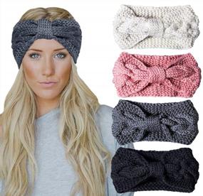 img 4 attached to Stay Warm And Stylish With Chalier'S Cable Crochet Turban Headbands - Perfect For Women This Winter