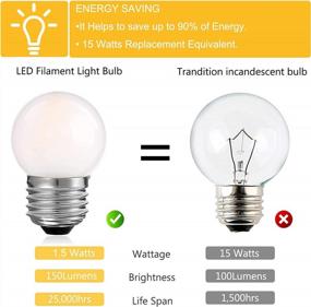 img 1 attached to 2 Pack Of G40 Low Watt Mini Globe Edison Filament LED Bulbs - Only 1.5W With 15W Equivalent, E26 Standard Base, Warm White 2700K And 150 Lumen For Bedroom, Bathroom, Wall Sconces And Table Lamp