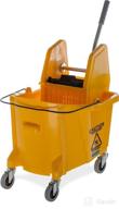 🪣 high-performance 35 quart yellow mop bucket with down press wringer - carlisle 3690504 commercial grade logo