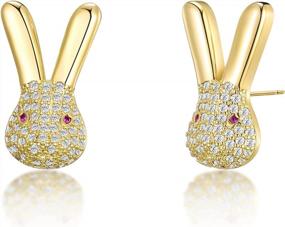 img 4 attached to CLASSYZINT Easter Bunny Stud Earrings For Women Girls Cute Funny Rabbit Head Earrings Kids Jewelry Gifts…