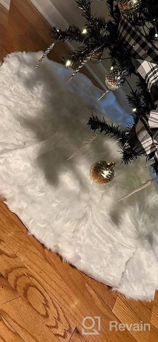 img 1 attached to Festive Faux Fur Christmas Tree Skirt Decorations - AISENO 36 Inch Plush Skirt For Merry Christmas Party review by Darin Brooks