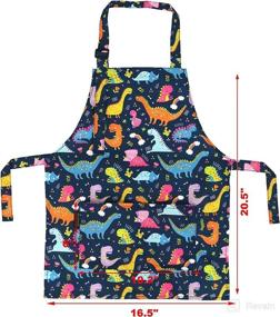 img 3 attached to BeeGreen Kids Cooking Aprons - 2 Pack Adjustable Strap Kitchen Aprons with Front Pocket for Painting, Baking, and Art