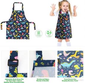 img 2 attached to BeeGreen Kids Cooking Aprons - 2 Pack Adjustable Strap Kitchen Aprons with Front Pocket for Painting, Baking, and Art