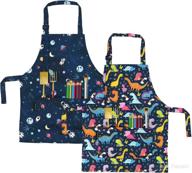 beegreen kids cooking aprons - 2 pack adjustable strap kitchen aprons with front pocket for painting, baking, and art logo