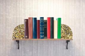 img 3 attached to Heavy Natural Stone Pebble Bookends For Decorative Shelves - Keep Books Neatly In Place