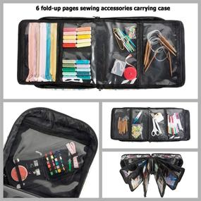 img 2 attached to Sewing Accessories Storage Bag - Craft Tools And Accessories Organizer For Knitting, Roomy Carrying Bag With Flower Black Background Design