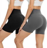 5" high waist soft stretch biker shorts for women - 2 pack (reg & plus size) for summer athletic yoga workout by campsnail logo