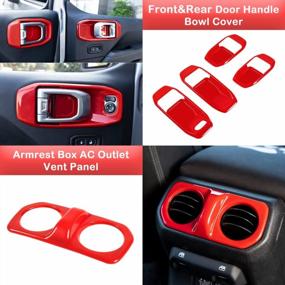 img 1 attached to Customize Your Jeep Wrangler JL JLU 2018-2021 With 21-Piece Interior Trim Kit - Red: Steering Wheel Cover, Dashboard, Air Vent, Reading Light, And Door Handle Bowl Covers