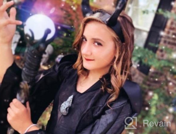 img 1 attached to Get Ready To Rule With Disney Maleficent'S Deluxe Black Gown Costume For Girls: Perfect For Christenings And More! review by Relap Villa