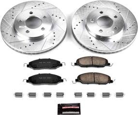 img 1 attached to 🚗 Enhanced Performance Brake Kit: Power Stop K1382 Front Z23 Carbon Fiber Brake Pads with Drilled & Slotted Brake Rotors