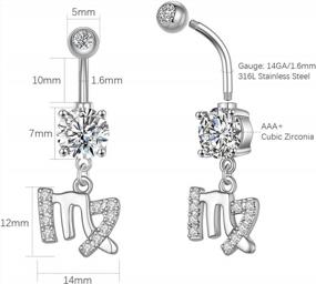 img 3 attached to 14G Butterfly Belly Button Ring Dangling CZ - UHIBROS 316L Surgical Steel Belly Rings For Women