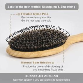 img 3 attached to BESTOOL Boar Bristle And Nylon Hair Brush - Ultimate Haircare Solution For Women, Men, And Kids: Wet/Dry Detangling, Smoothing, And Massaging; Enhances Hair Shine And Health Every Day