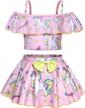 girls unicorn swimsuits - adorable toddler bathing suit with swim skirts for beachwear, pool parties, and cover-ups - sizes 2-8 years, by amzbarley logo