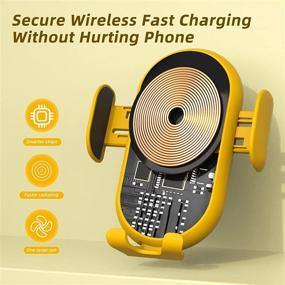 img 3 attached to Convenient and Fast Wireless Car Charger 🚗 Phone Holder for iPhone13/12 and Samsung S22+/21/20 - Yellow