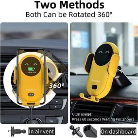 img 1 attached to Convenient and Fast Wireless Car Charger 🚗 Phone Holder for iPhone13/12 and Samsung S22+/21/20 - Yellow