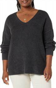 img 2 attached to 👚 Stylish and Cozy: Goodthreads Women's Mineral Wash Ribbed Boyfriend V-Neck Sweater