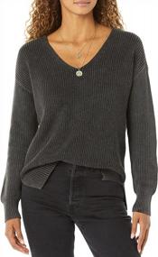 img 4 attached to 👚 Stylish and Cozy: Goodthreads Women's Mineral Wash Ribbed Boyfriend V-Neck Sweater