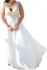 img 4 attached to Wedding Dress Lace Beach Bridal Gown Chiffon Bride Dresses Long