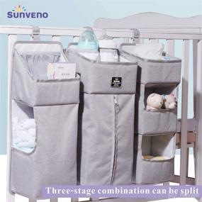 img 1 attached to 👶 SUNVENO 3-in-1 Detachable Changing Table Diaper Organizer, Grey - Crib Hanging Diaper Organizer for Efficient Baby Essentials Storage