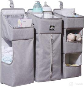 img 4 attached to 👶 SUNVENO 3-in-1 Detachable Changing Table Diaper Organizer, Grey - Crib Hanging Diaper Organizer for Efficient Baby Essentials Storage