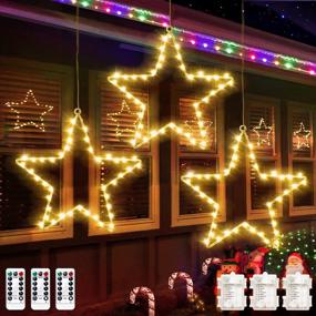 img 4 attached to Christmas Window Lights 3 Pack Battery Operated LED Star Light 8 Modes Timer Fairy Hanging Light, Outdoor Waterproof Decor For Home Xmas Tree Porch Holiday Party Indoor Fireplace Decoration Warm White