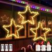 christmas window lights 3 pack battery operated led star light 8 modes timer fairy hanging light, outdoor waterproof decor for home xmas tree porch holiday party indoor fireplace decoration warm white logo