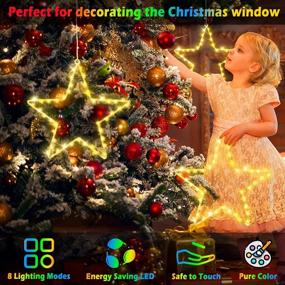 img 3 attached to Christmas Window Lights 3 Pack Battery Operated LED Star Light 8 Modes Timer Fairy Hanging Light, Outdoor Waterproof Decor For Home Xmas Tree Porch Holiday Party Indoor Fireplace Decoration Warm White
