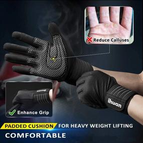 img 3 attached to Ihuan Workout Gloves For Men Full-Finger: Weight Lifting Gloves For Men, Gym Lifting Gloves Full Hand Gloves For Weightlifting, Deadlift