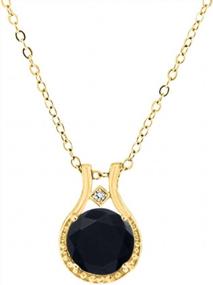 img 2 attached to Ladies Genuine Diamond And Black Onyx Halo Pendant (3.00 CTW) In 14K Yellow Gold Over Sterling Silver, 18'' Chain W/Spring Clasp