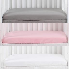 img 4 attached to Soft And Safe CaSaJa Microfiber Porta Mini Crib Sheets - 3 Pack Play Yard Playpen Sheets Set For Comfy Napping Surface For Baby, Silky Soft Breathable Fabric In Gray Pink And White - 24"X38"X5