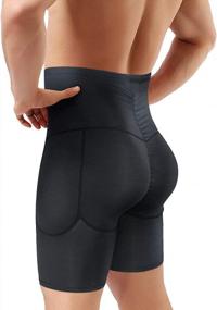 img 4 attached to Men'S High Waisted Padded Boxer Briefs Tummy Control Shorts Butt Lifter Shapewear Abdomen Enhancer Underwear