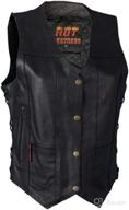 👩 optimized search: ladies black ten pocket leather vest by hot leathers logo