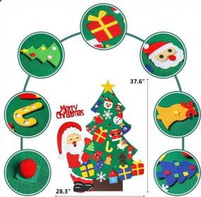img 2 attached to Набор рождественской елки из войлока 3 фута для детской стены, войлочное дерево Shareconn с 31 съемным украшением для малышей, настенные рождественские подарки с украшением Санты