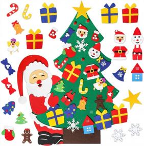 img 4 attached to Набор рождественской елки из войлока 3 фута для детской стены, войлочное дерево Shareconn с 31 съемным украшением для малышей, настенные рождественские подарки с украшением Санты