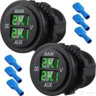 🔋 power monitoring made easy with 2 pieces led digital double voltmeter - monitor voltage levels for cars, rvs, trucks, and dual battery systems (green) логотип