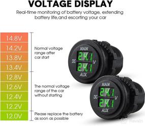 img 3 attached to 🔋 Power Monitoring Made Easy with 2 Pieces LED Digital Double Voltmeter - Monitor Voltage Levels for Cars, RVs, Trucks, and Dual Battery Systems (Green)