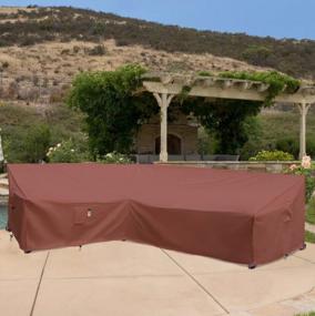 img 3 attached to Heavy Duty Waterproof 600D Outdoor Sectional Sofa Cover - 83X104In, Espresso Coffee (L-Shaped Left Facing)