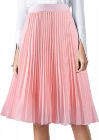 img 4 attached to MisShow High-Waisted Pleated Chiffon Midi Skirt For Prom Parties - Elastic And Flattering A-Line Swing Skirt For Women