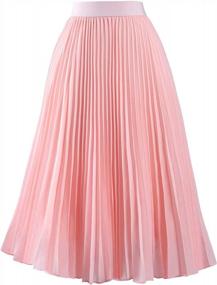 img 3 attached to MisShow High-Waisted Pleated Chiffon Midi Skirt For Prom Parties - Elastic And Flattering A-Line Swing Skirt For Women