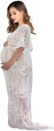 women's long sleeve v neck white lace floral maternity gown maxi photography dress for pregnant women logo